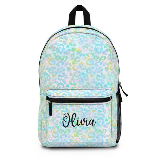 Rainbow Leopard Print Backpack / Personalized Bookbag