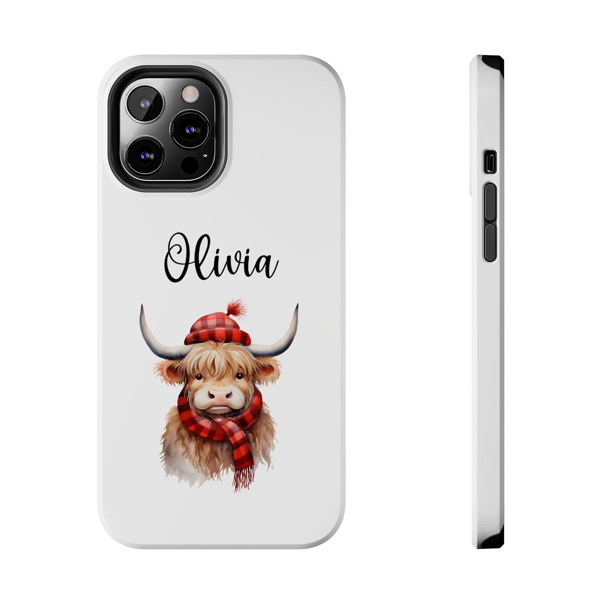 personalized christmas highland cow iphone case