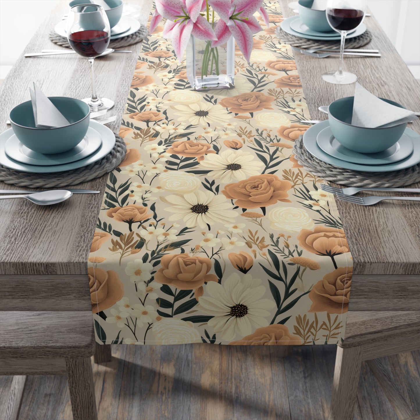 Fall Table Runner / Fall Flower Print