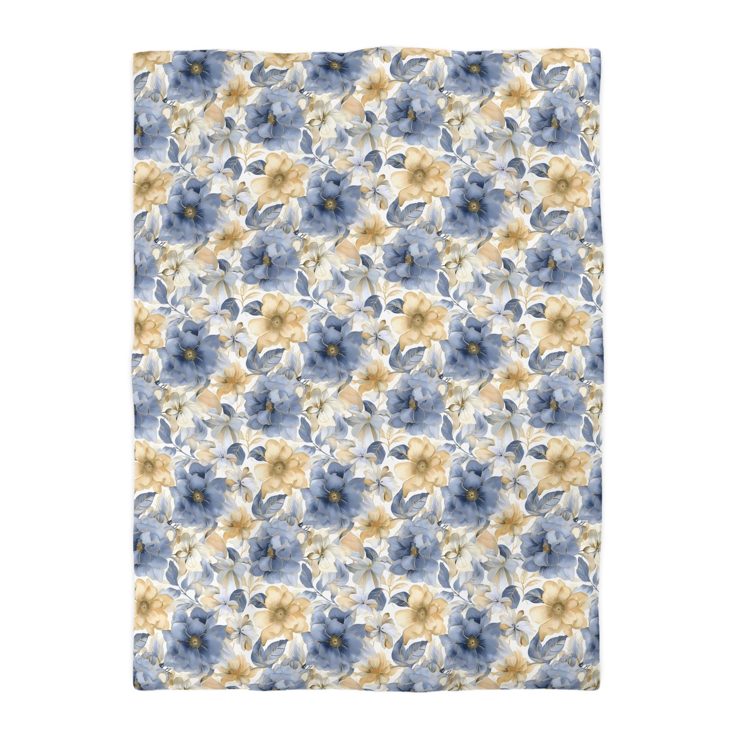Blue And Gold Floral Duvet Cover
