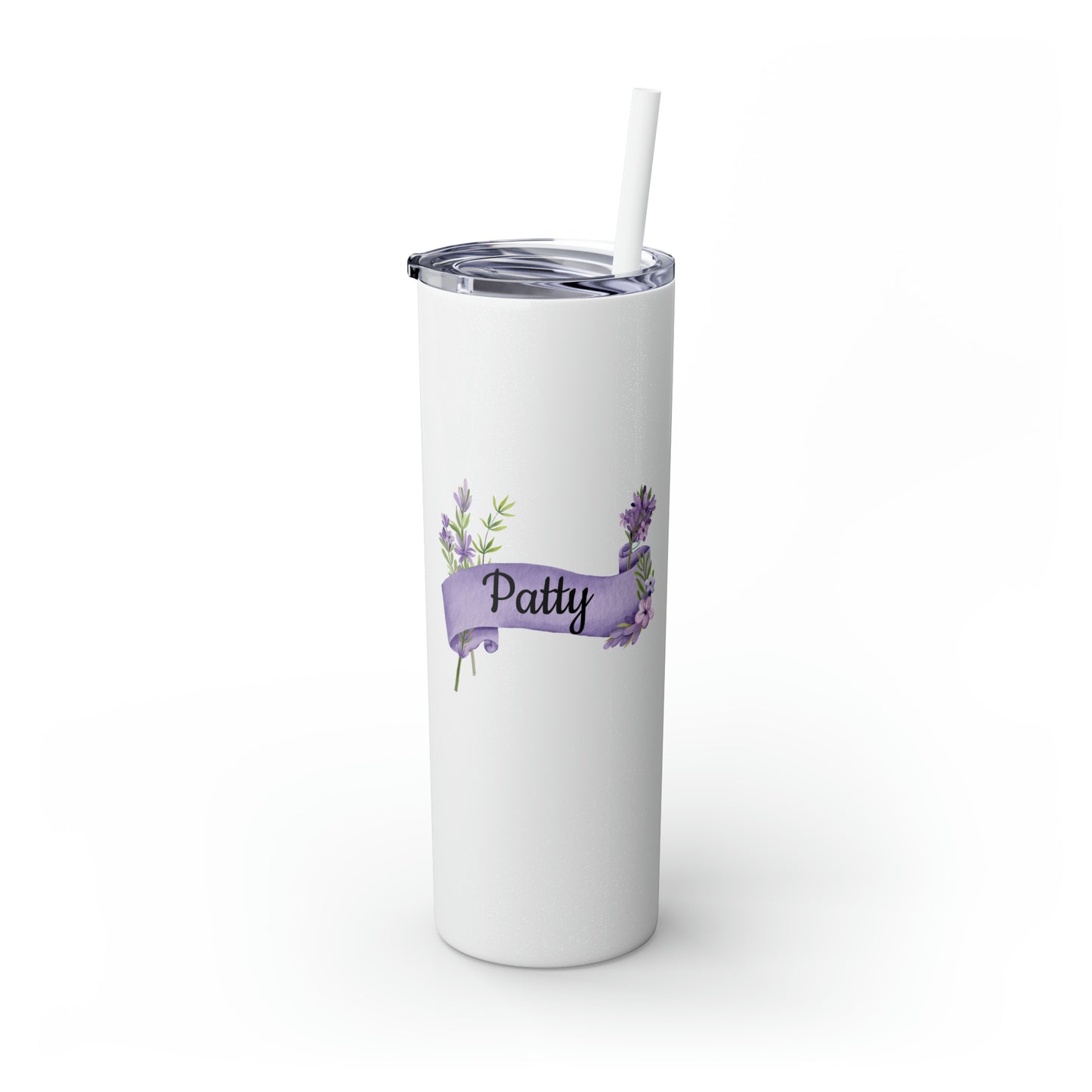 Lavender Personalized Sparkle Skinny Tumbler with Straw, 20oz