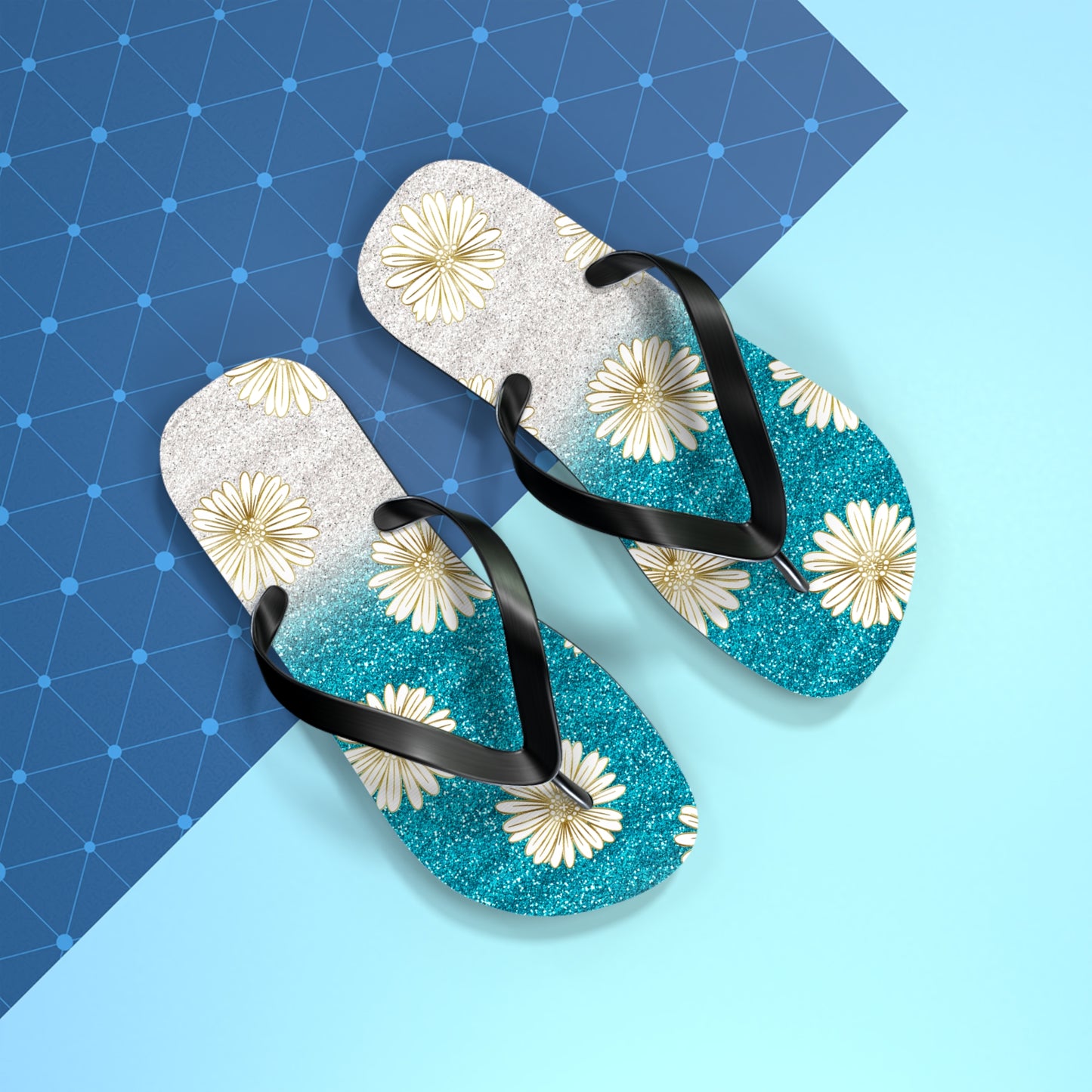 Women's Daisy Flip Flops / Sparkle Beach Flip Flops