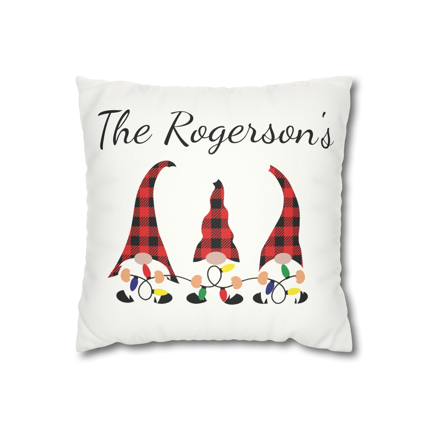 Christmas Gnome Pillow Case / Faux Suede Personalized Pillow Cover