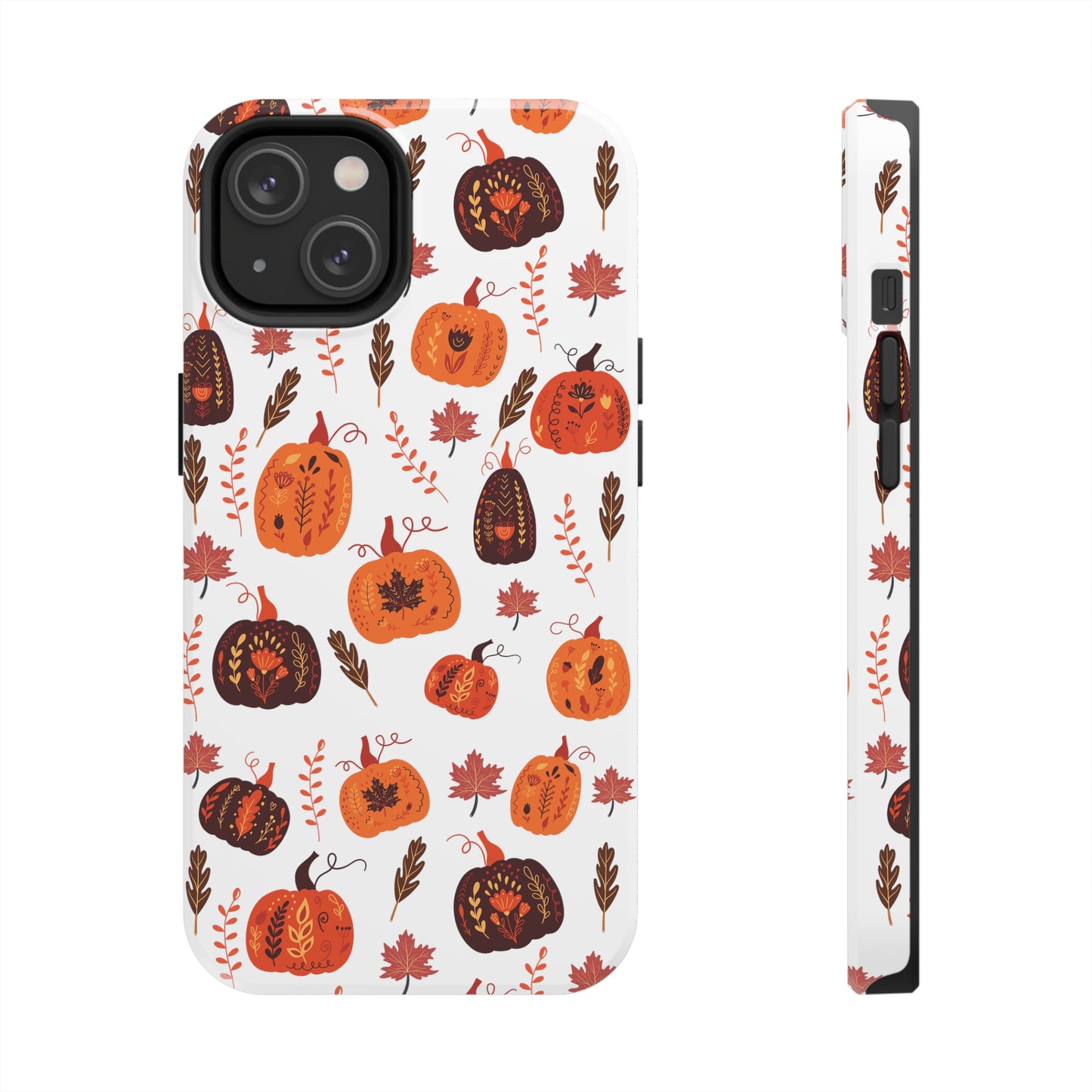 fall orange pumpkin and leaf iphone case