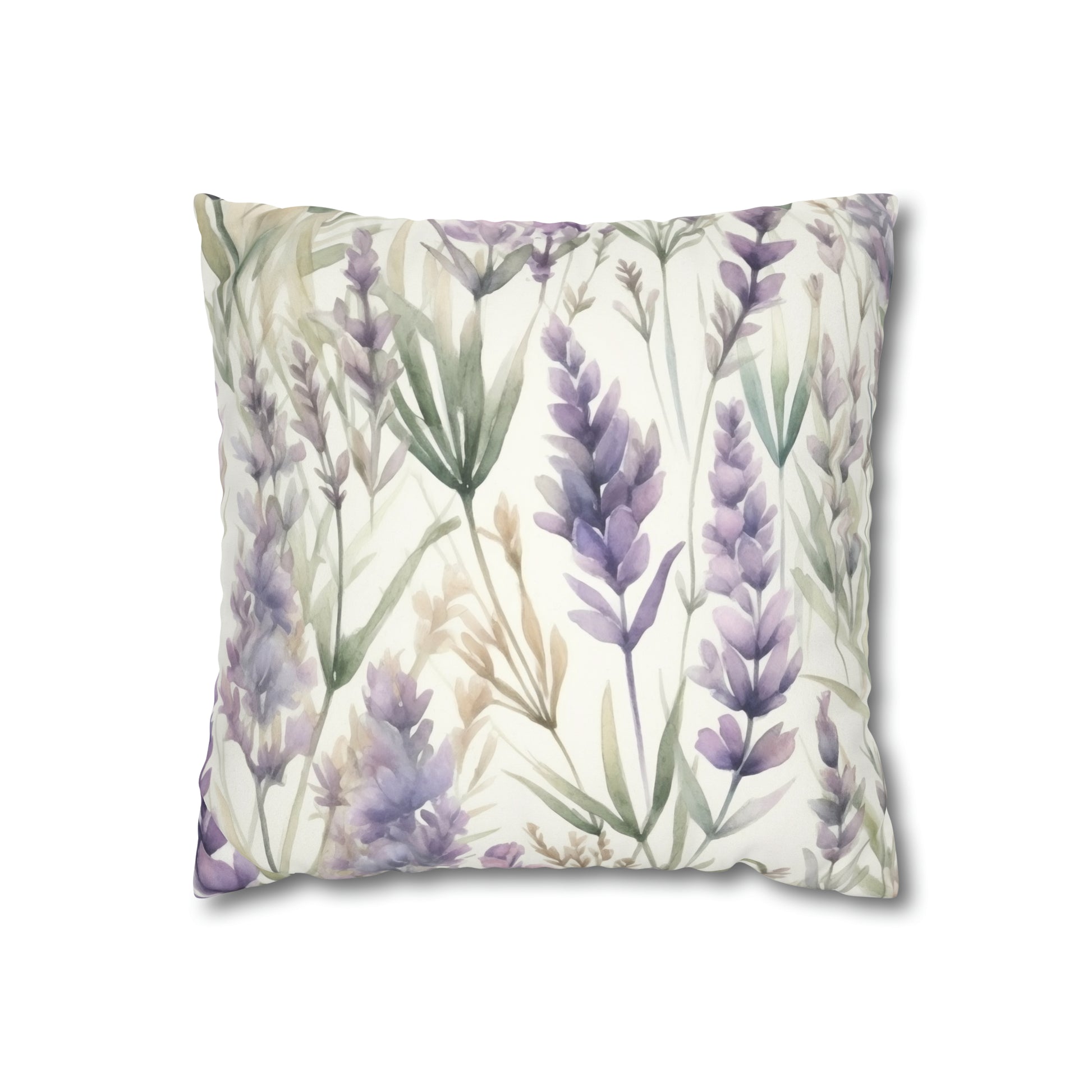purple lavender floral watercolor pillow case