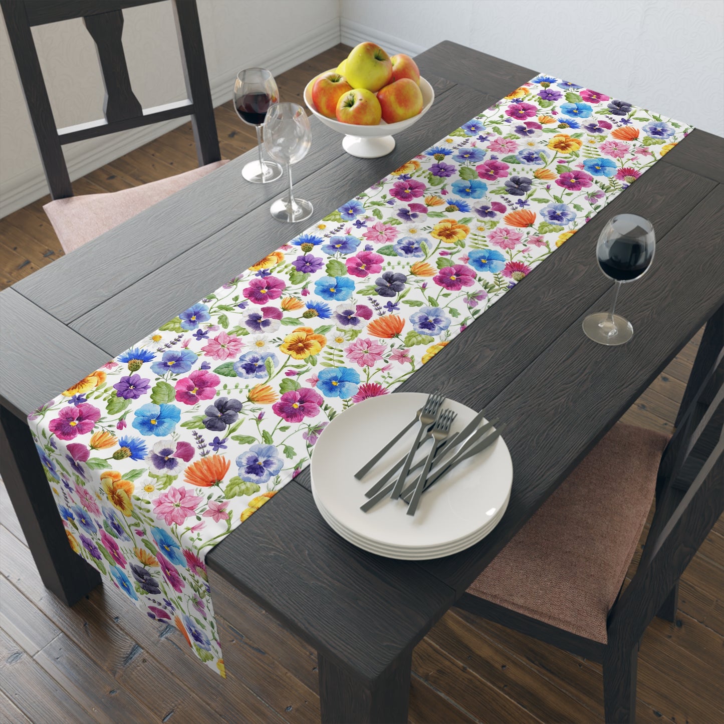 Floral Table Runner / Pansy Table Decor