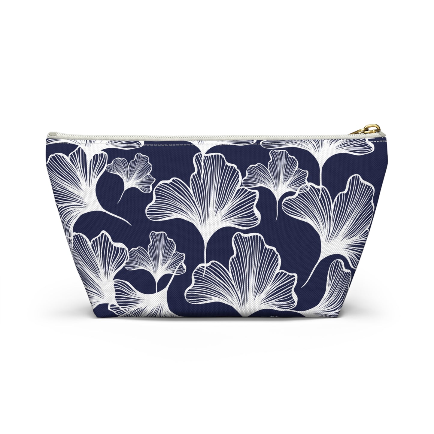 Gingko Leaf Makeup Bag / Navy Blue Cosmetic Bag
