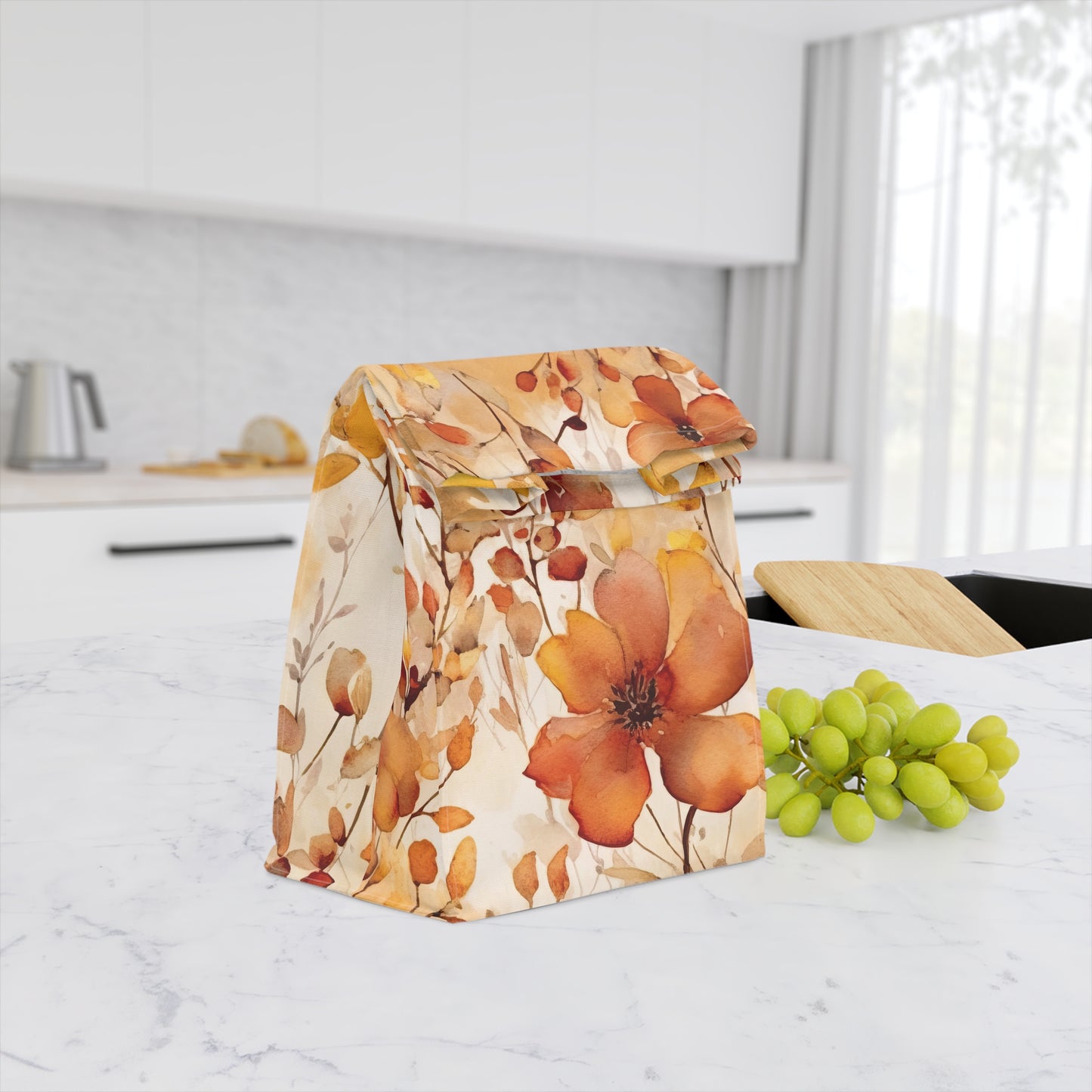 Fall  Lunch Bag / Fall Floral Lunch Tote