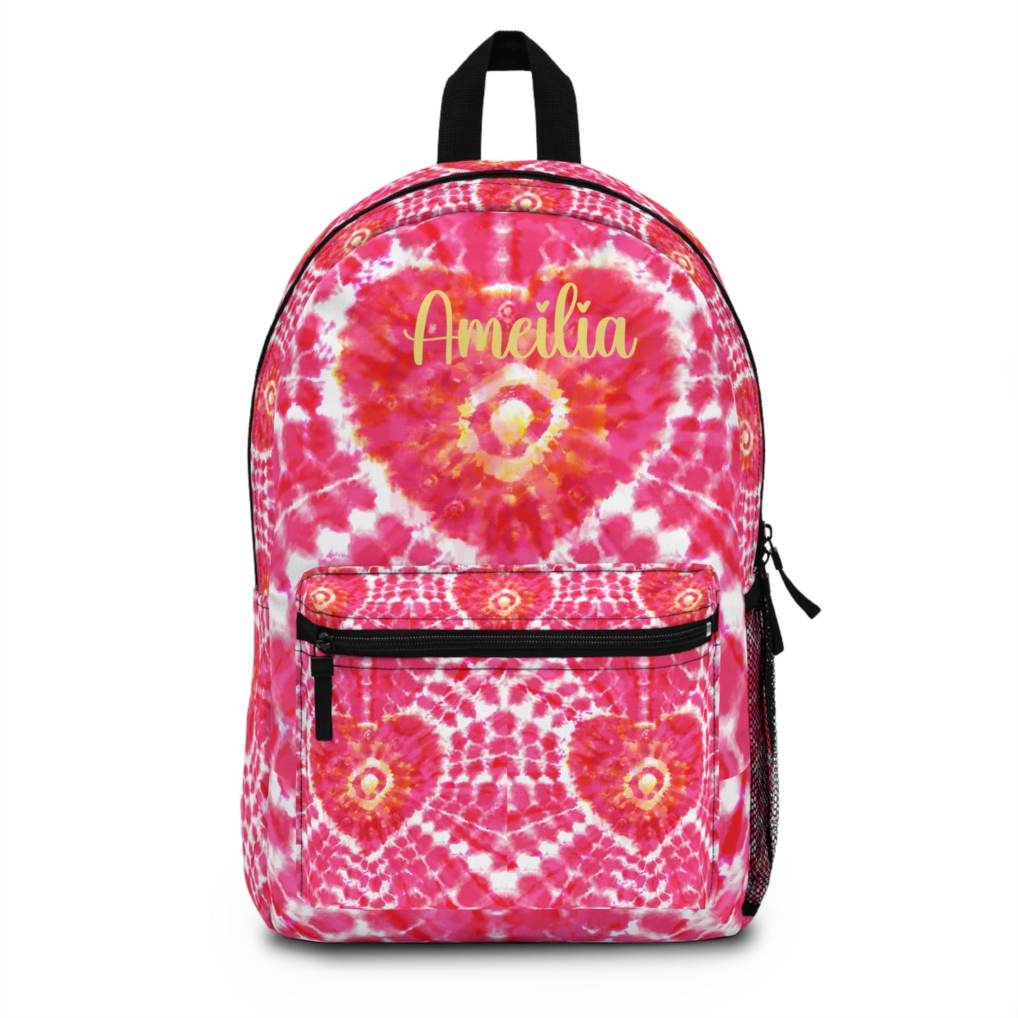 personalized pink heart tie dye backpack for girls back to school