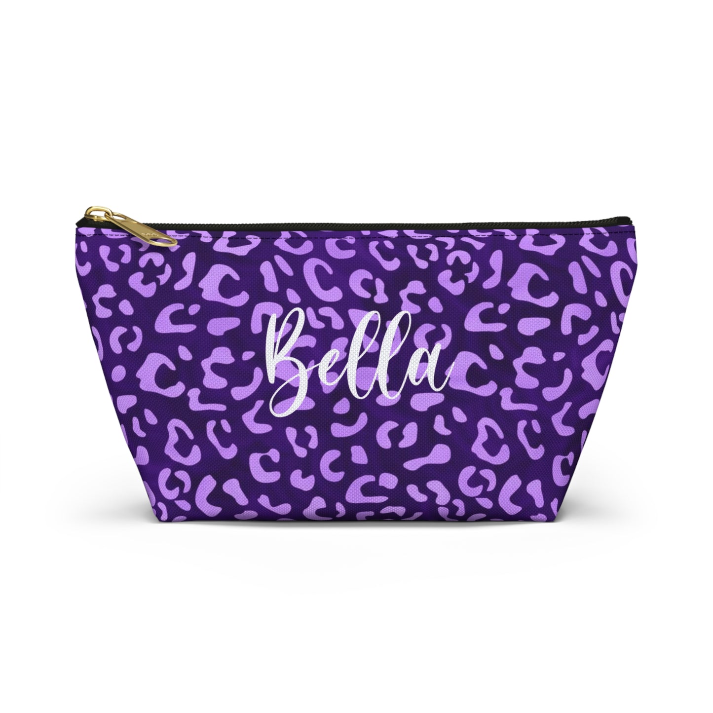 personalized purple leopard print makeup bag