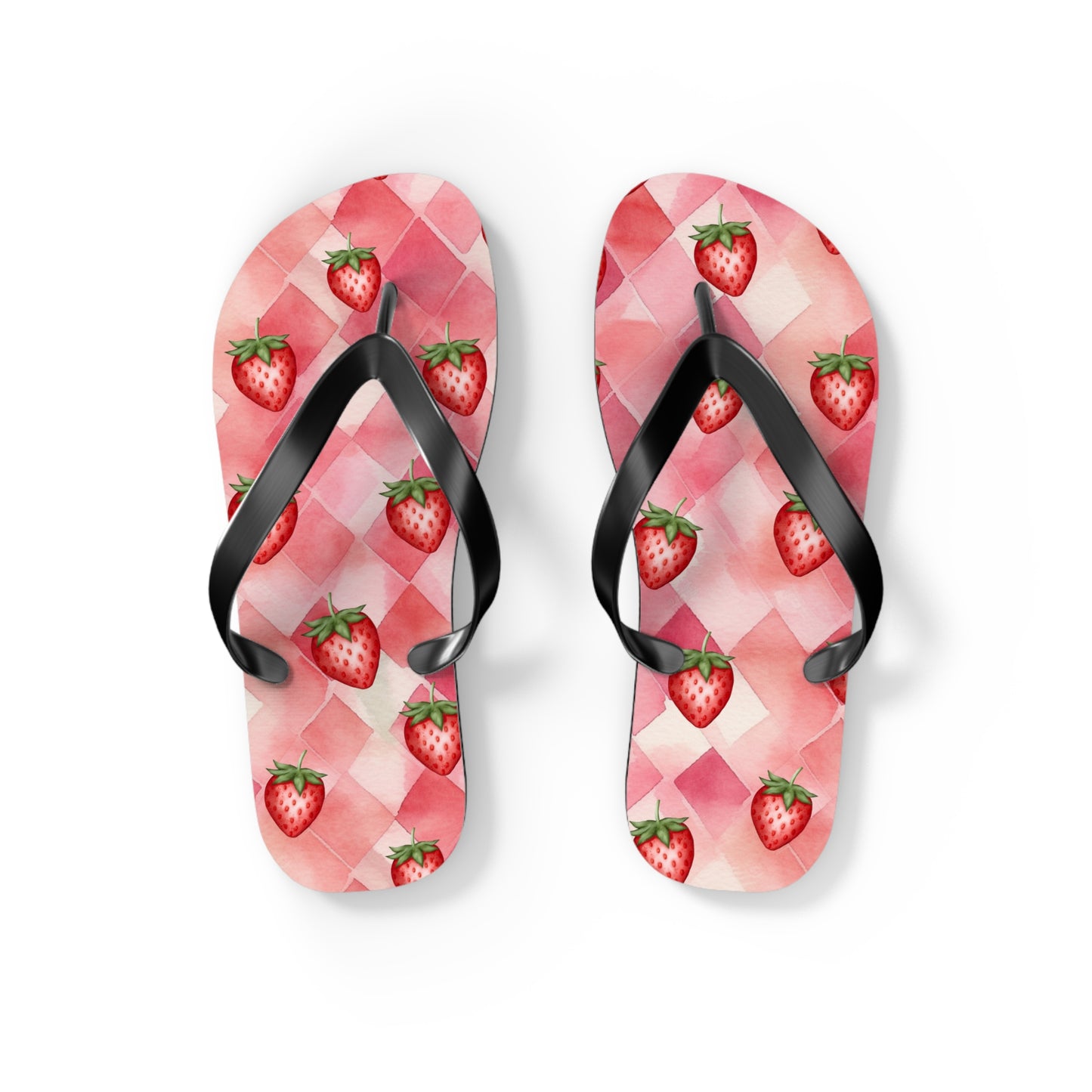 Pink Flip Flops / Watercolor Strawberry Print