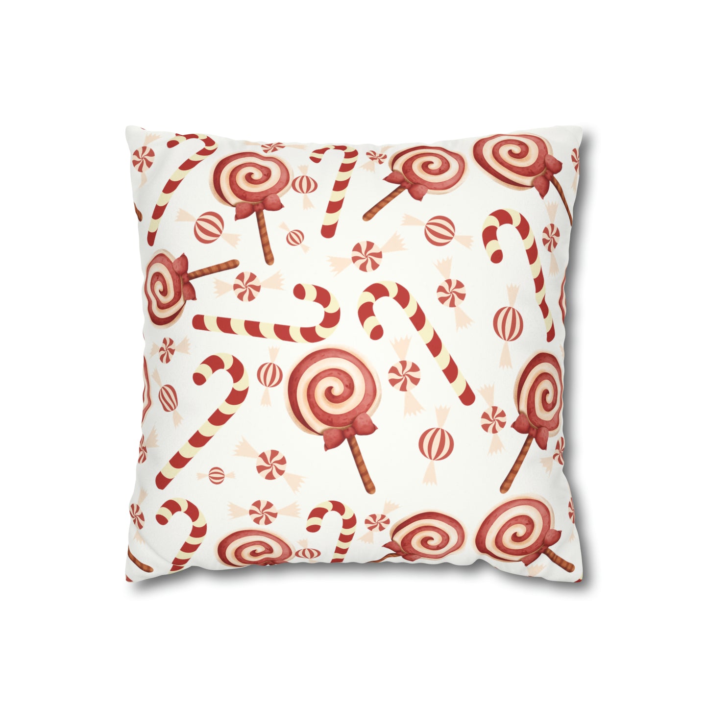 red Christmas candy cane print pillow case