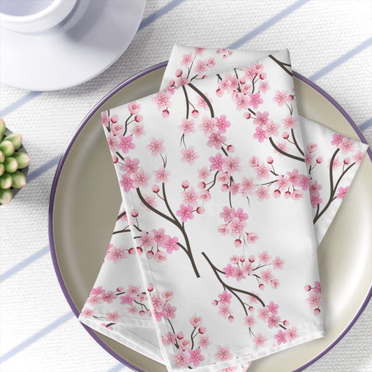 pink cherry blossom cloth dinner napkins in a set of 4