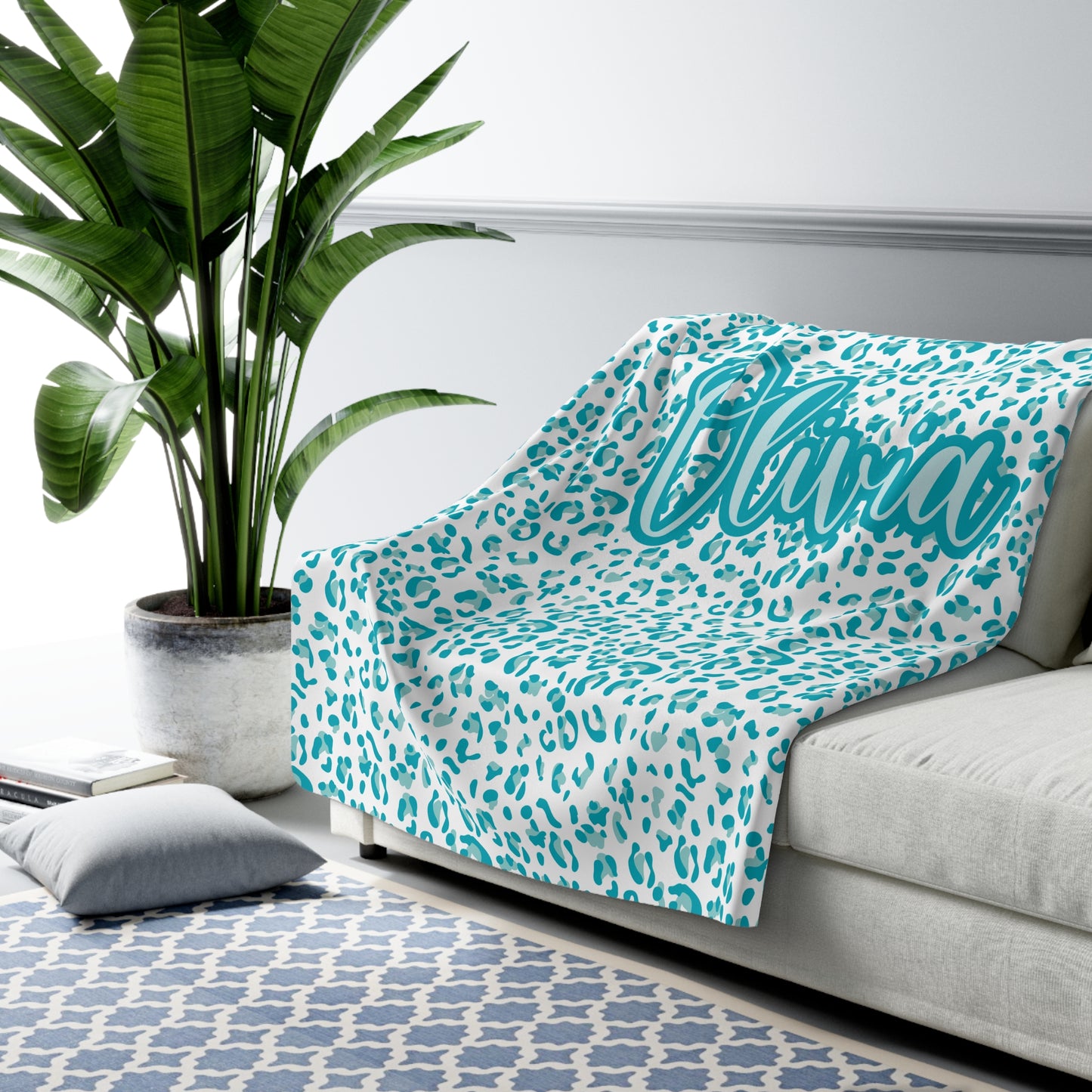 Personalized Sherpa Blanket / Leopard Print Blanket