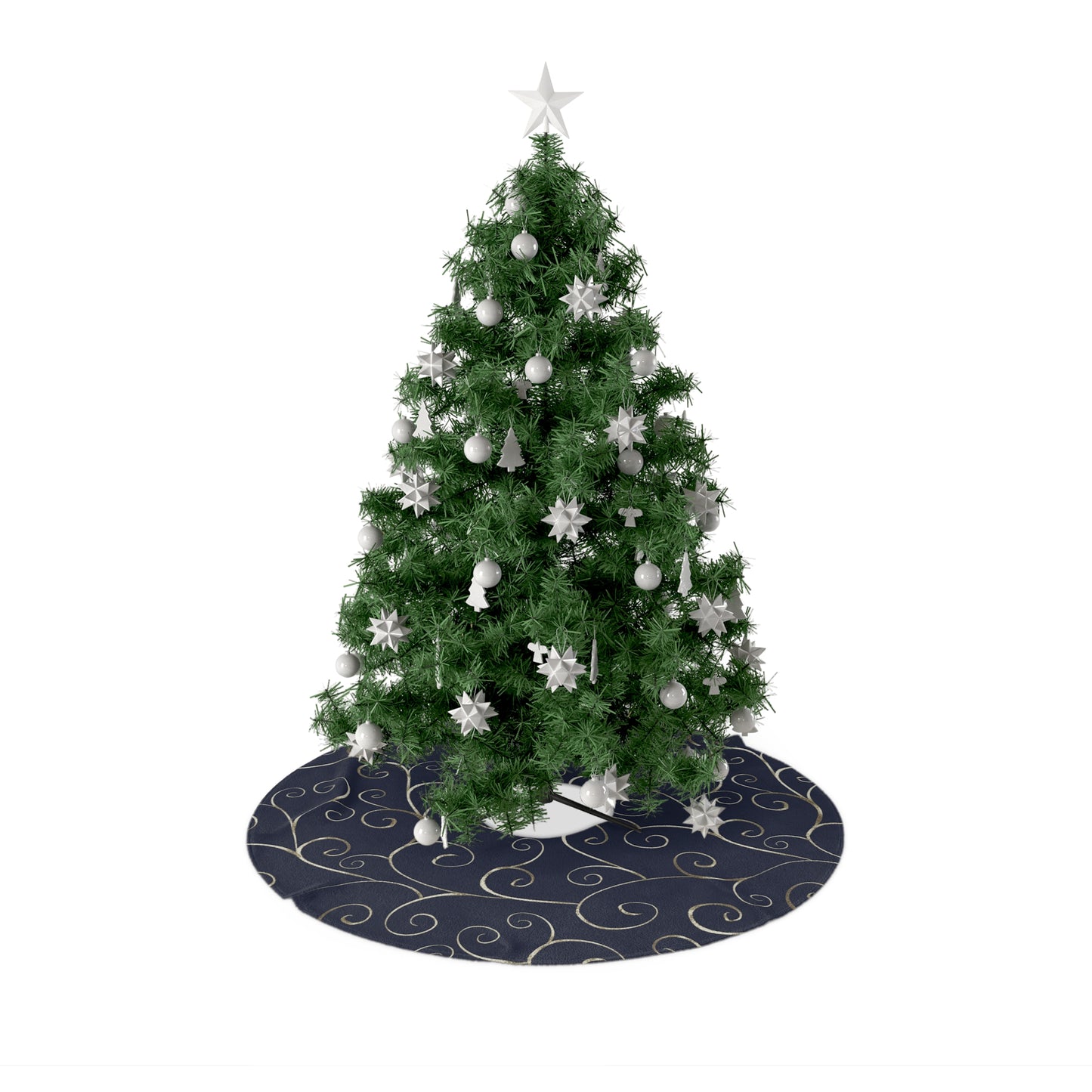 Navy Blue Swirl Christmas Tree Skirt
