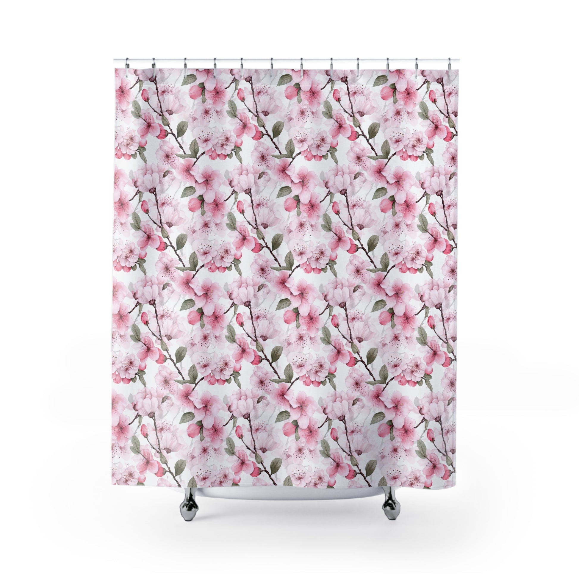 pink cherry blossom shower curtain