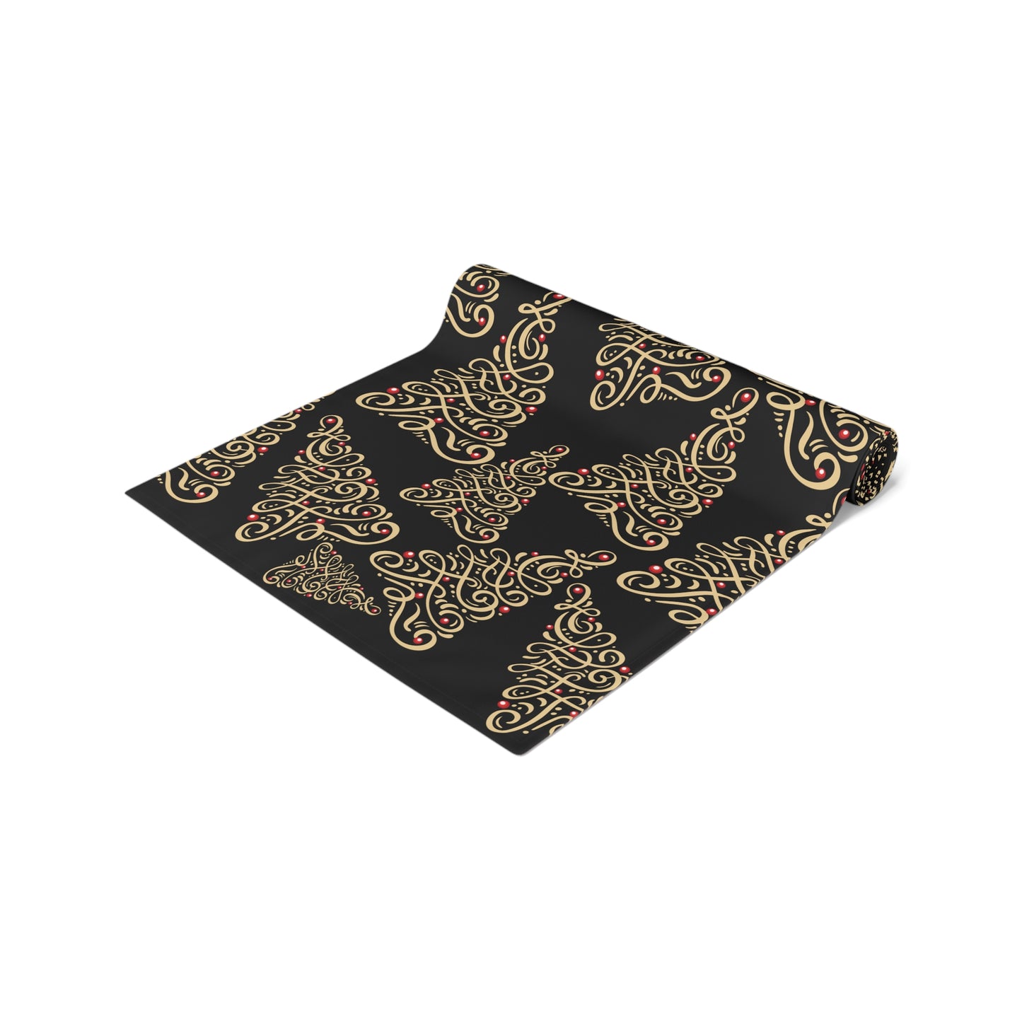 Black And Gold Christmas Tree Table Runner