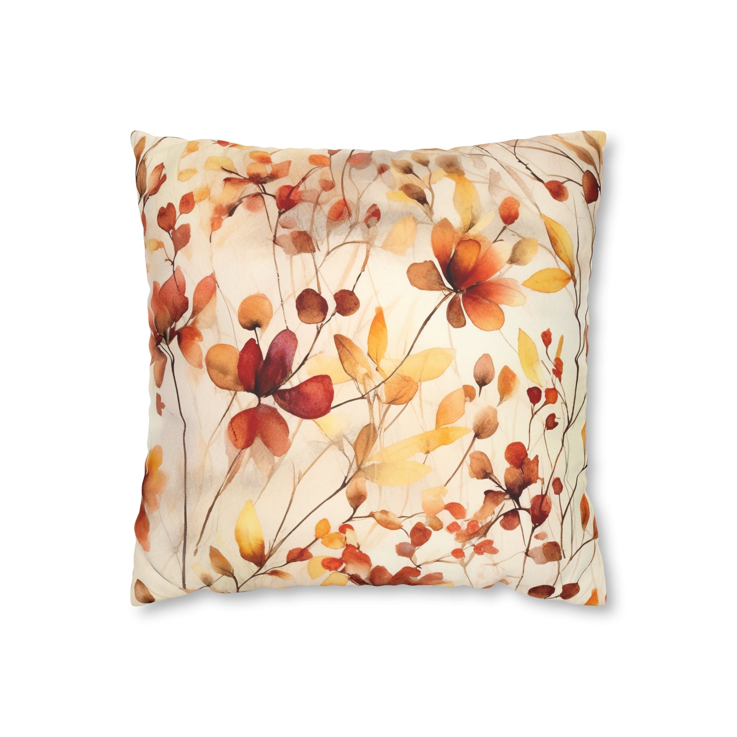 fall floral changing color pillowcase with red, orange and yellow flower print