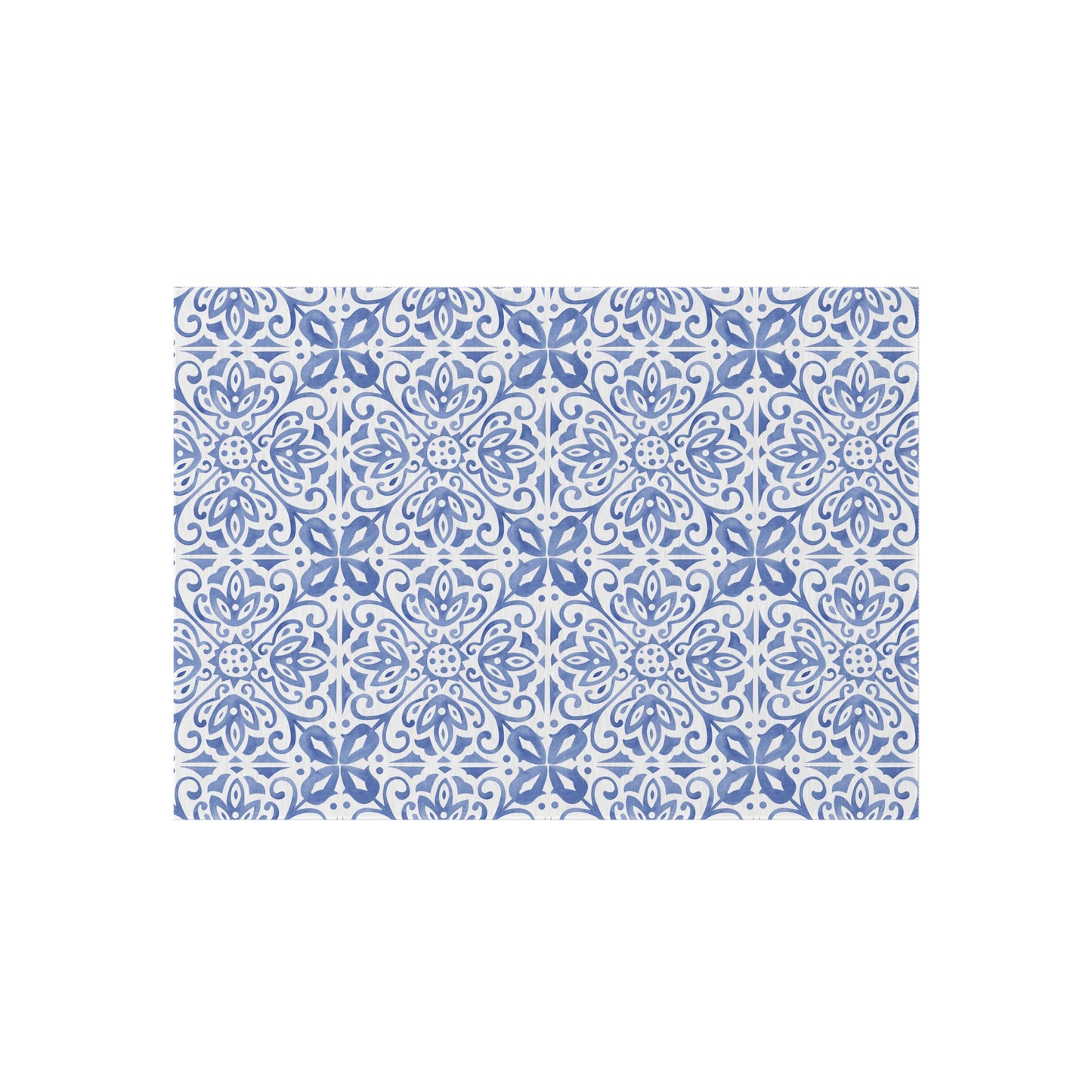 Blue Tile Print Indoor Outdoor Rug