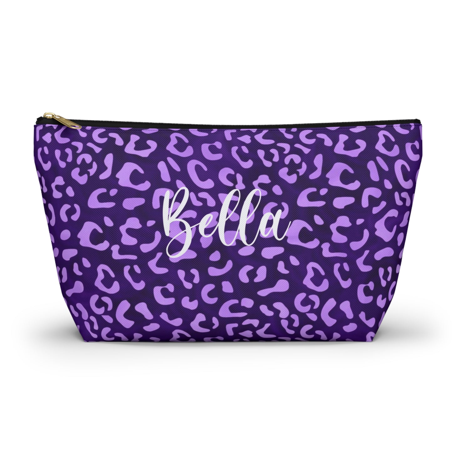 purple leopard print cosmetic bag
