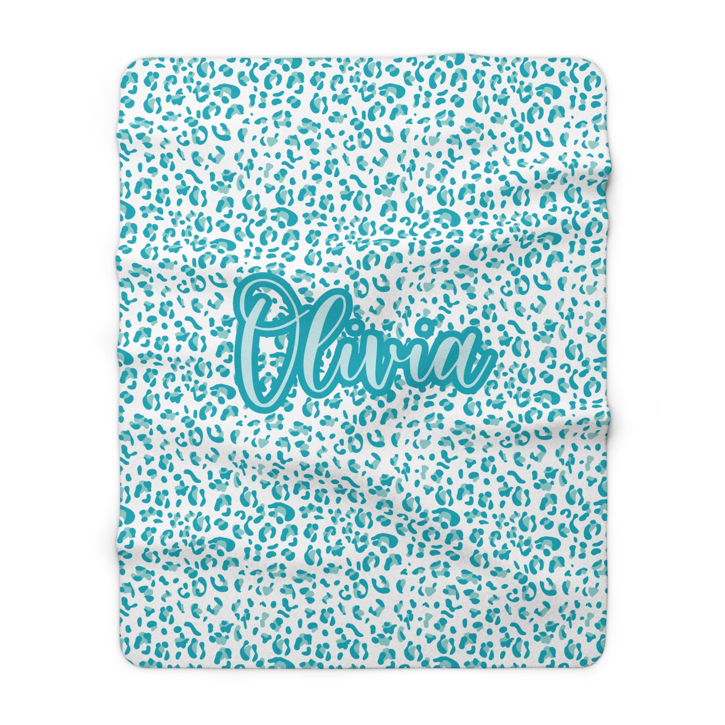 personalized girls blue leopard print sherpa blanket