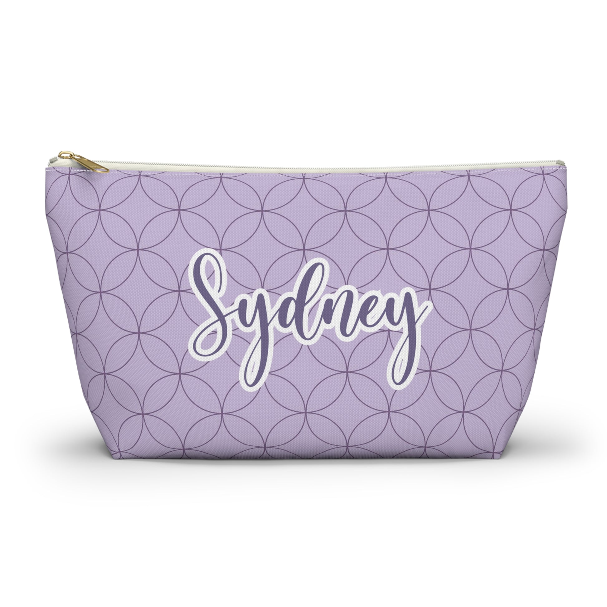 personalized girls purple geometric makeup bag