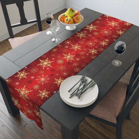 red and gold christmas table runner