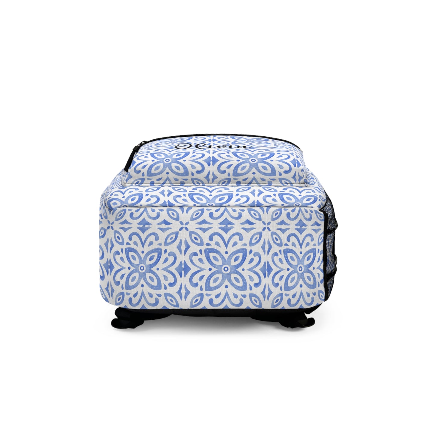 Blue Tile Print Backpack / Personalized Backpack