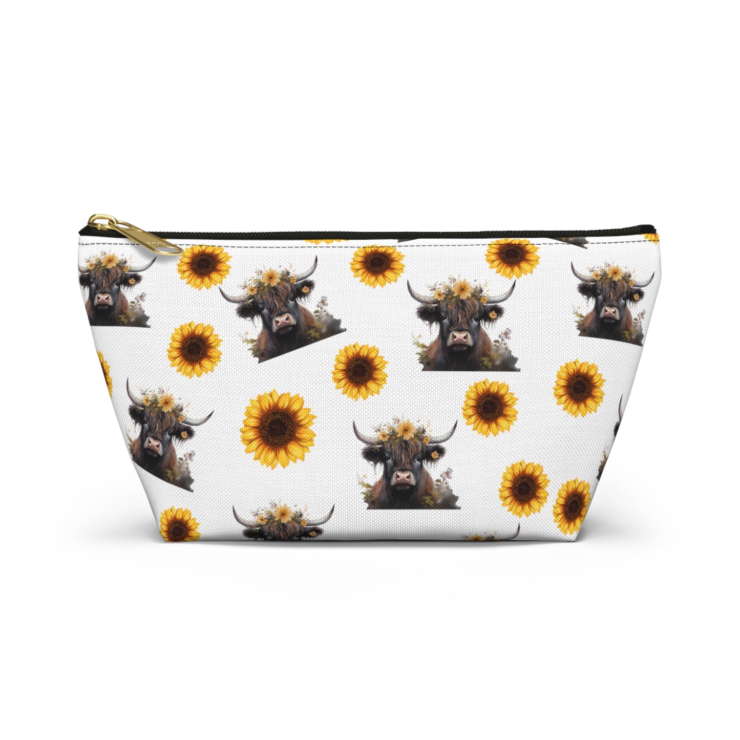 Highland Cow Makeup Bag/ Sunflower Cosmetic Bag
