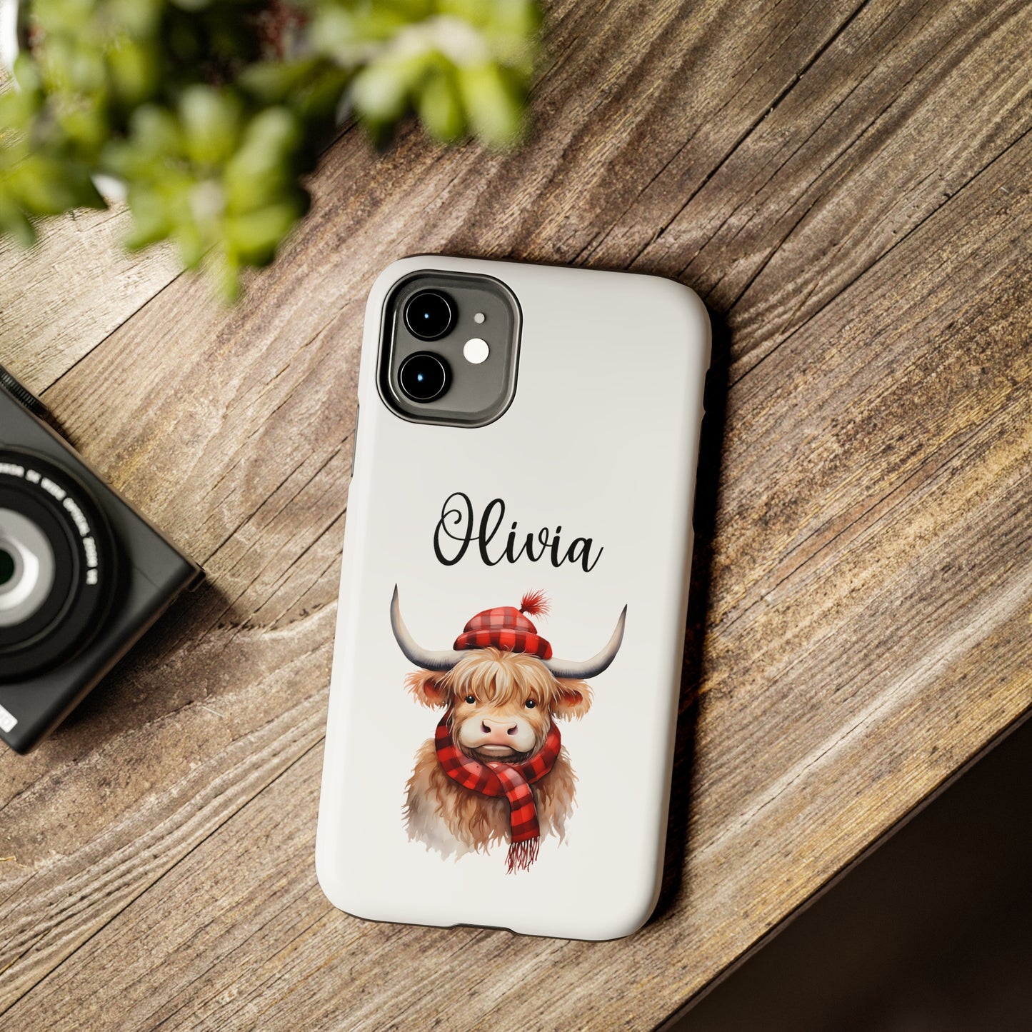Personalized Christmas Highland Cow Phone Case