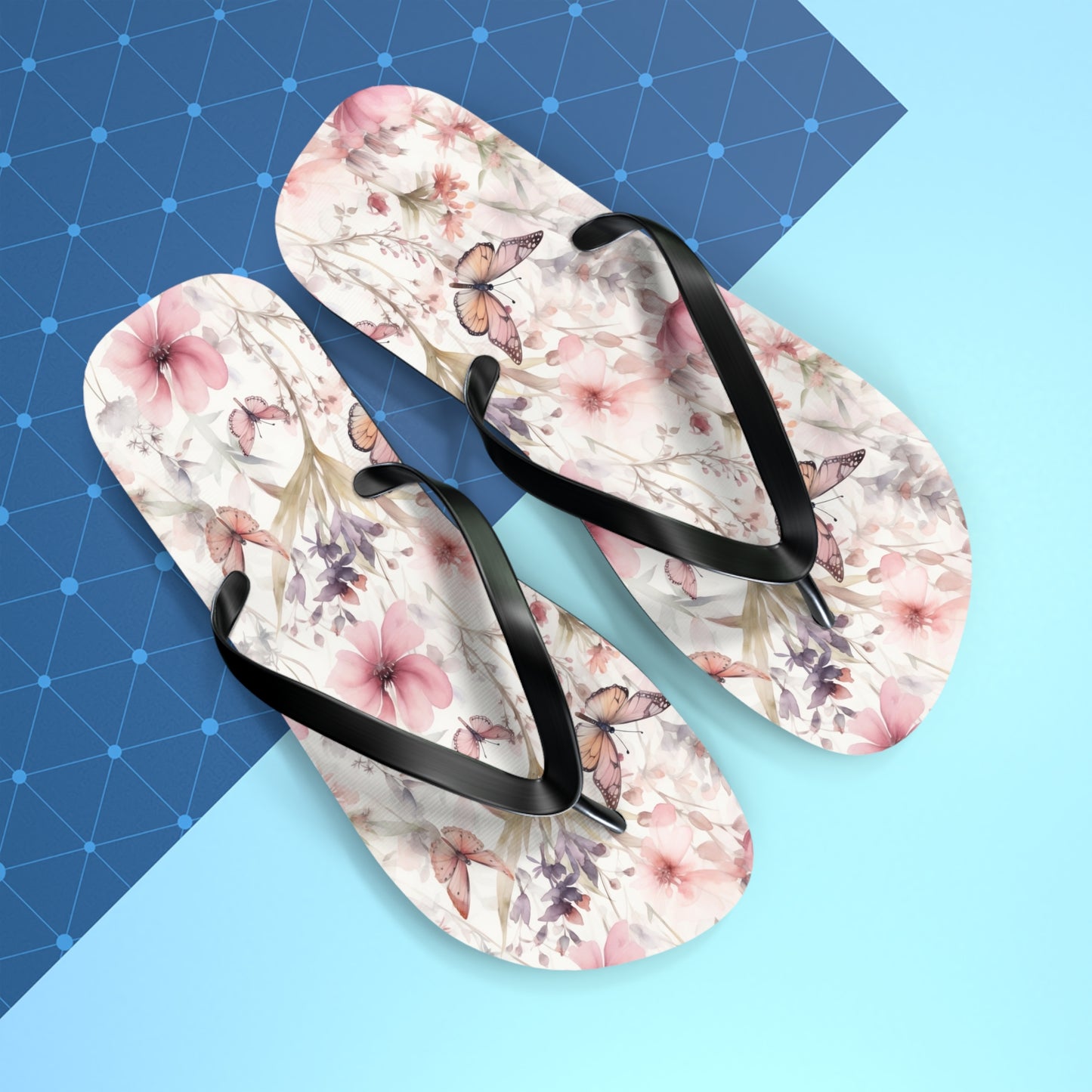 Butterfly  Flip Flops, Floral Beach Sandals