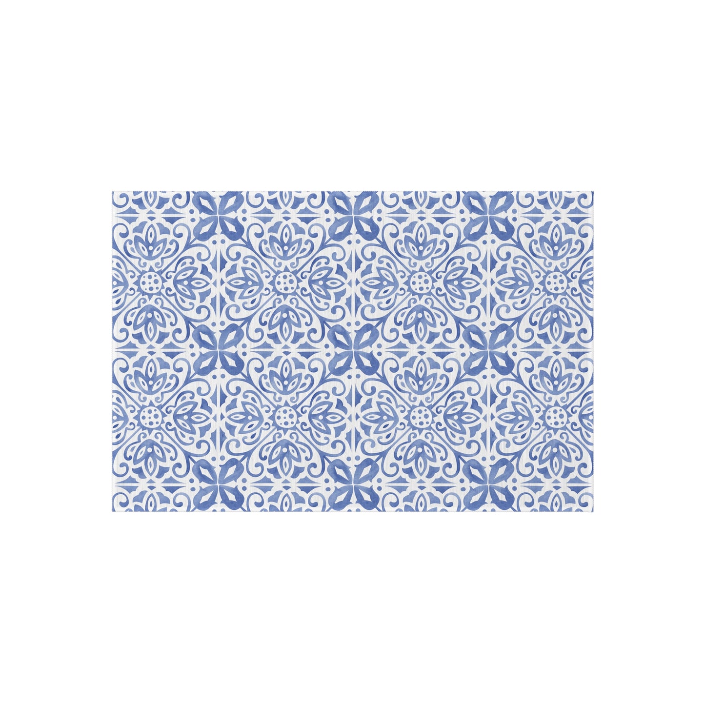 Blue Tile Print Indoor Outdoor Rug