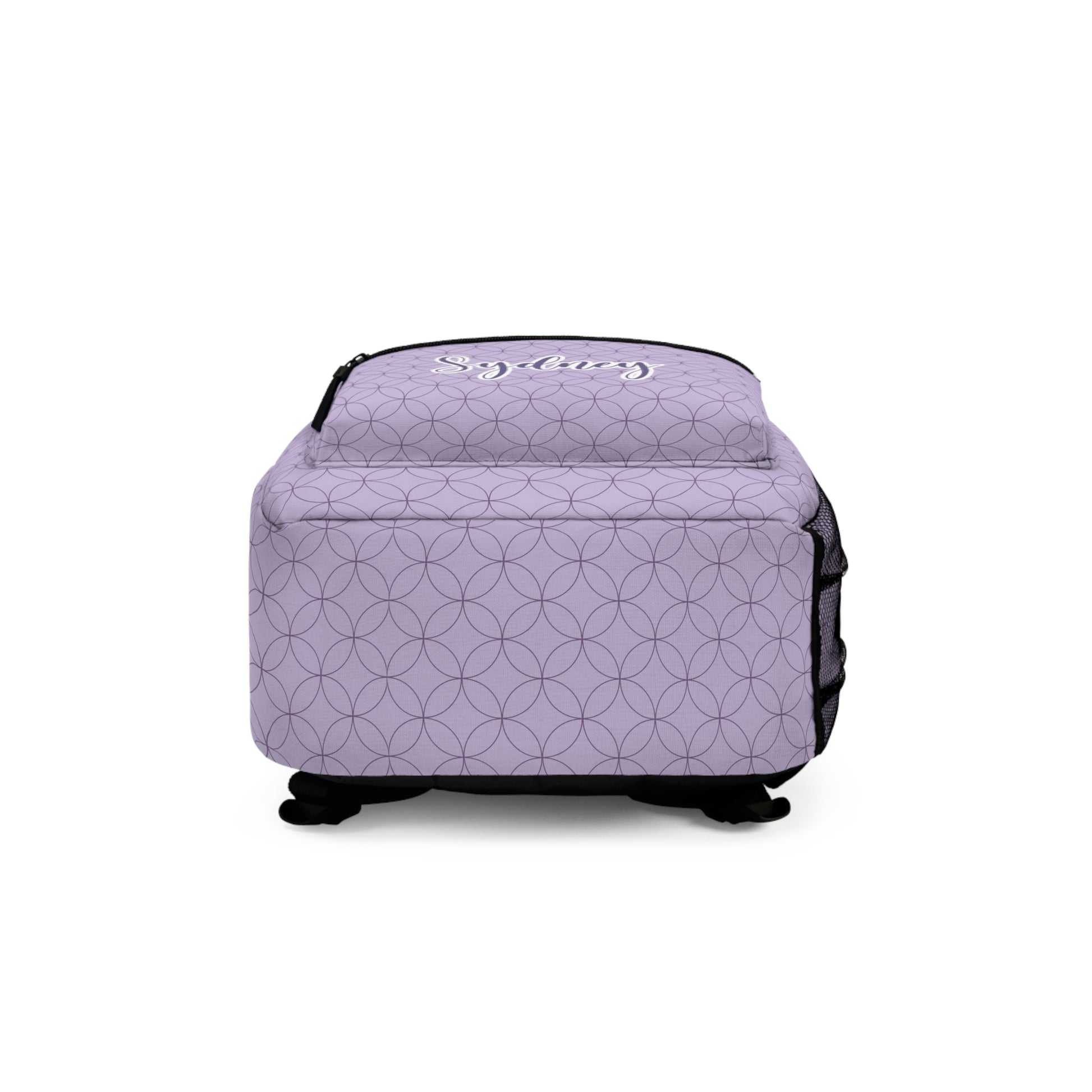 bottom view of the women's purple backpack showing the large size