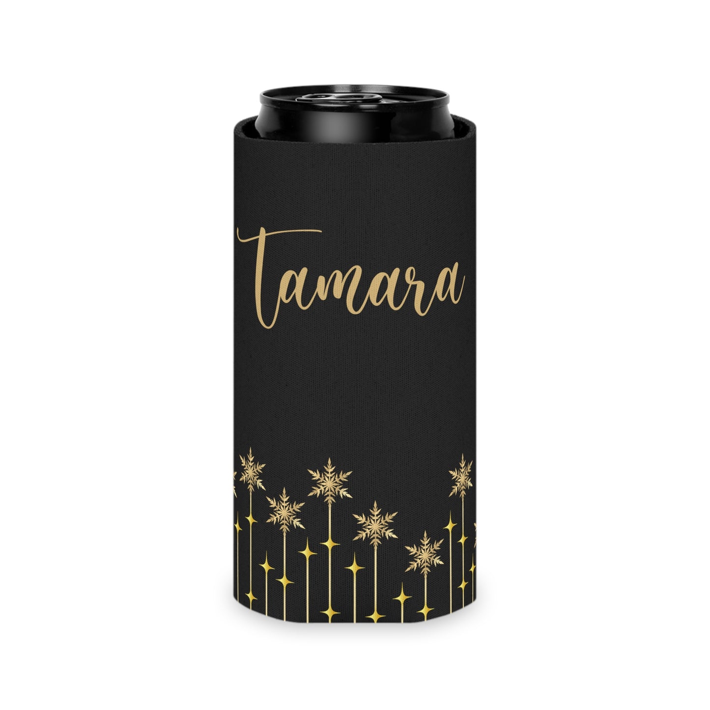 Christmas Gold Snowflake Can Cooler