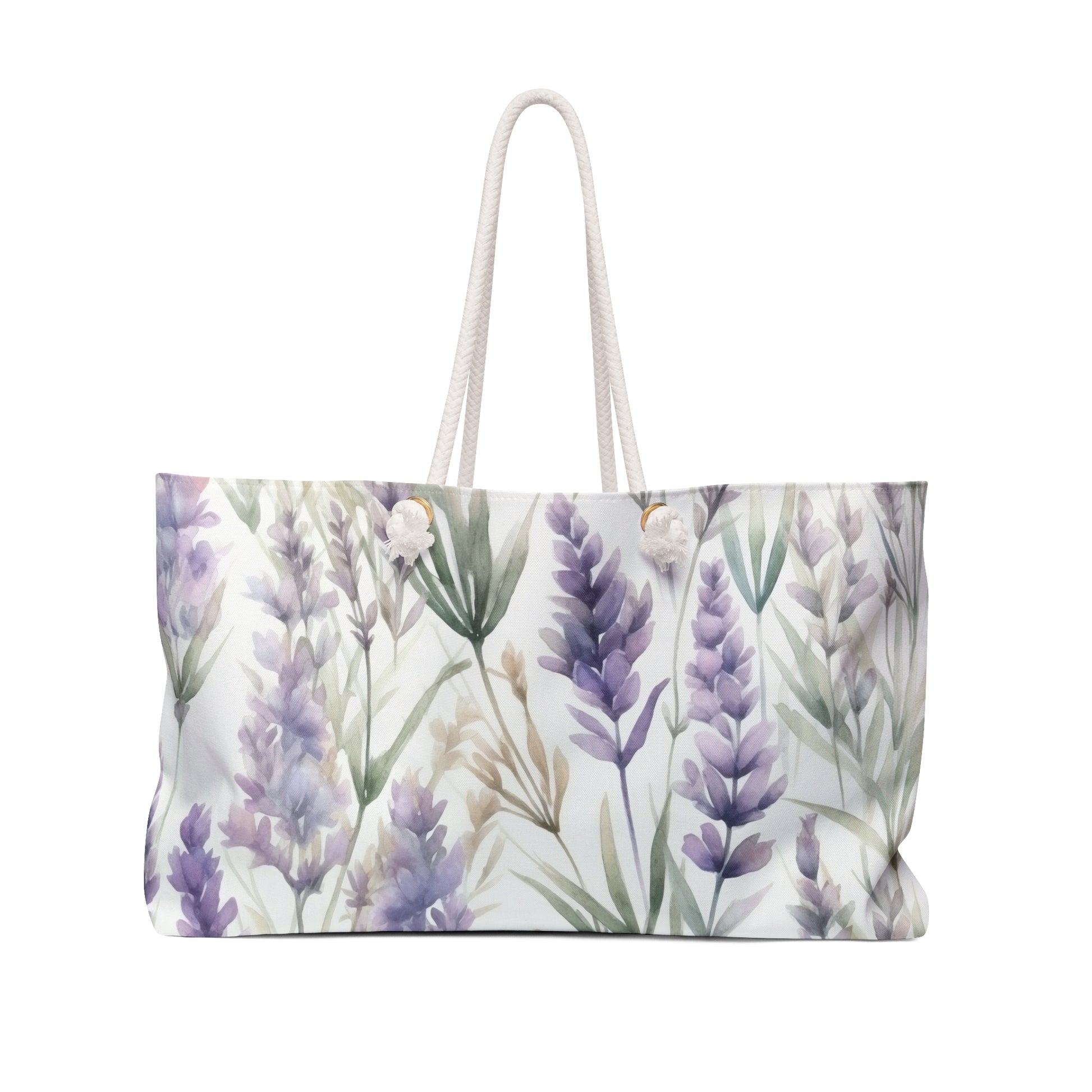 watercolor purple lavender floral tote bag
