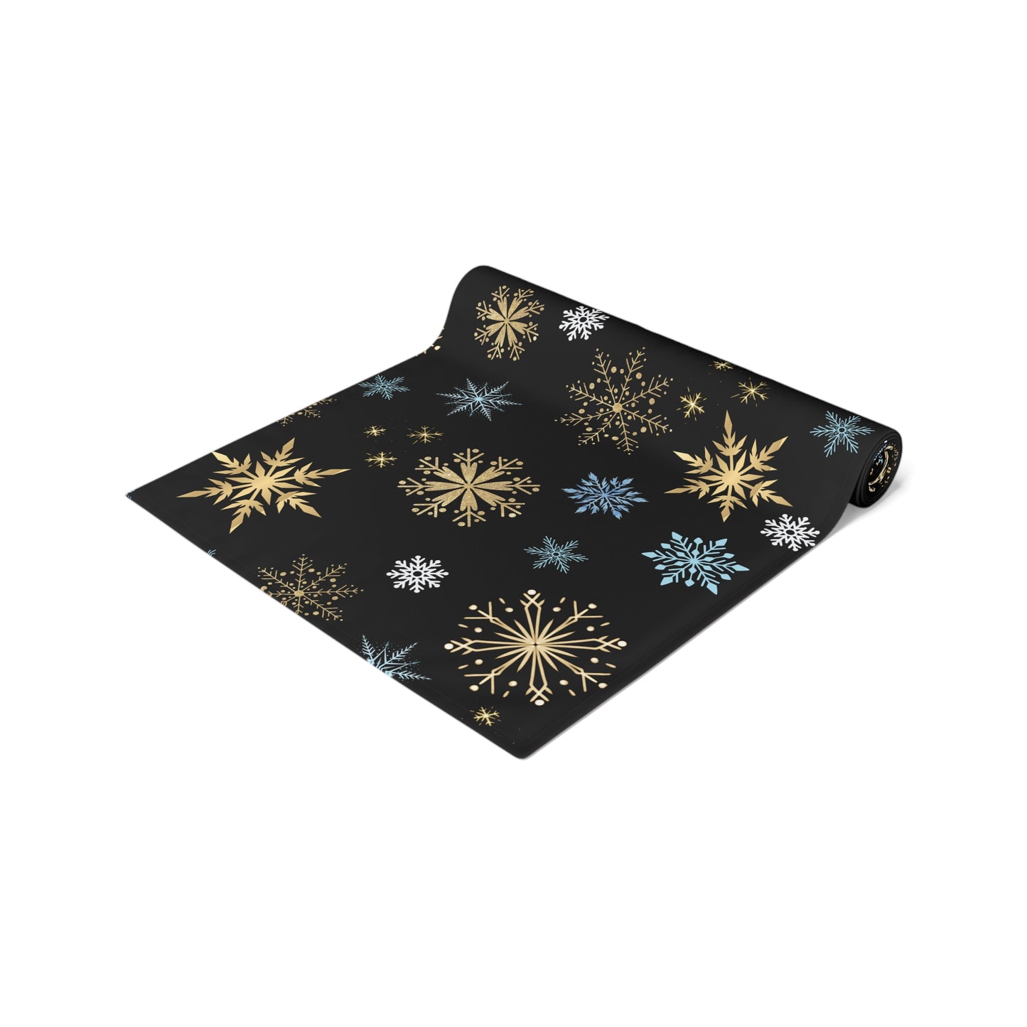 Blue And Gold Christmas Snowflake Table Runner