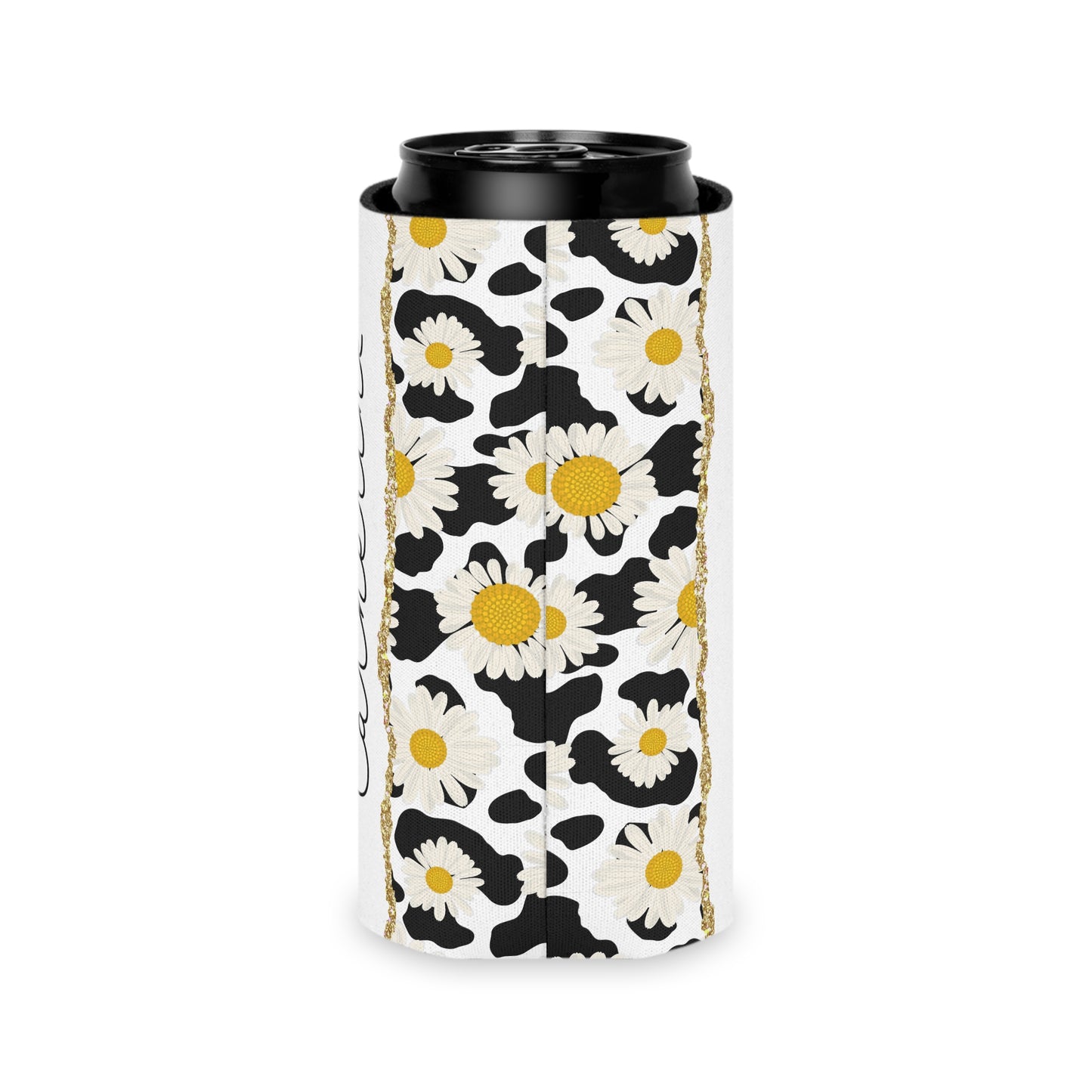 Personalized Cow Print Can Koozie / Daisy Can Cooler