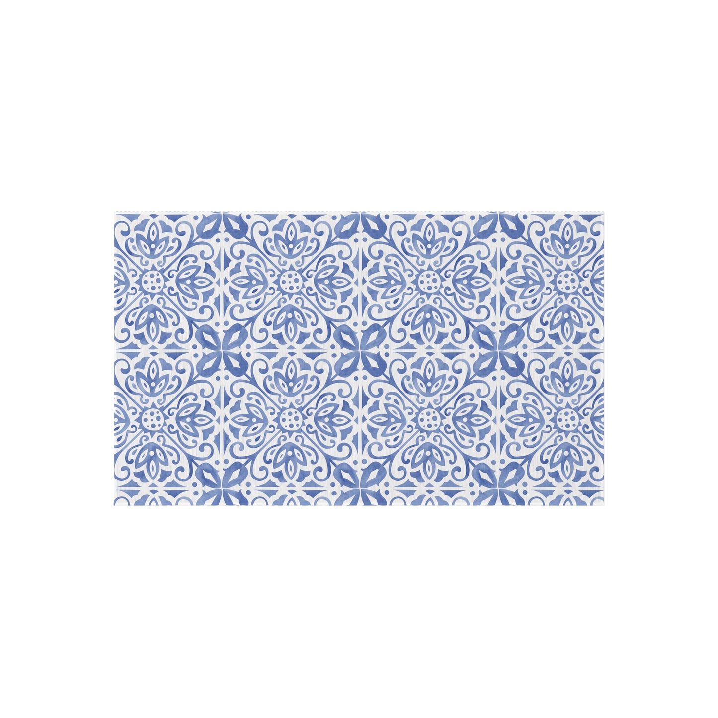 Blue Tile Print Indoor Outdoor Rug