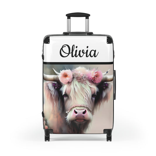 personalized girls pink highland wheeled suitcase