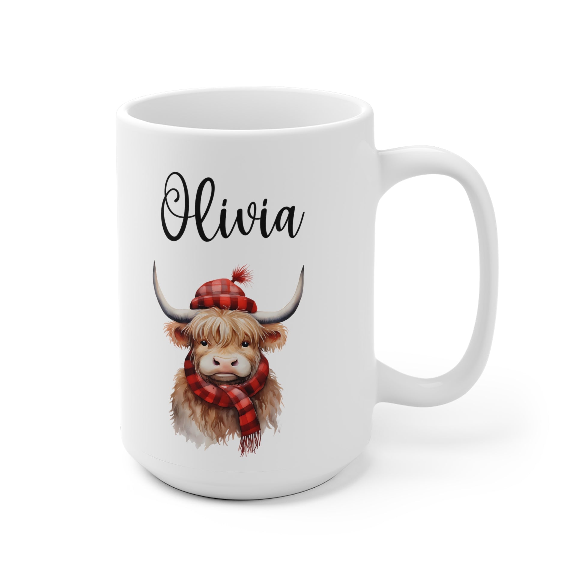 personalized christmas highland cow coffee mug