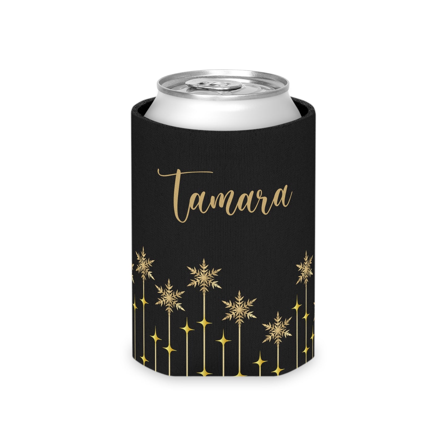 Christmas Gold Snowflake Can Cooler