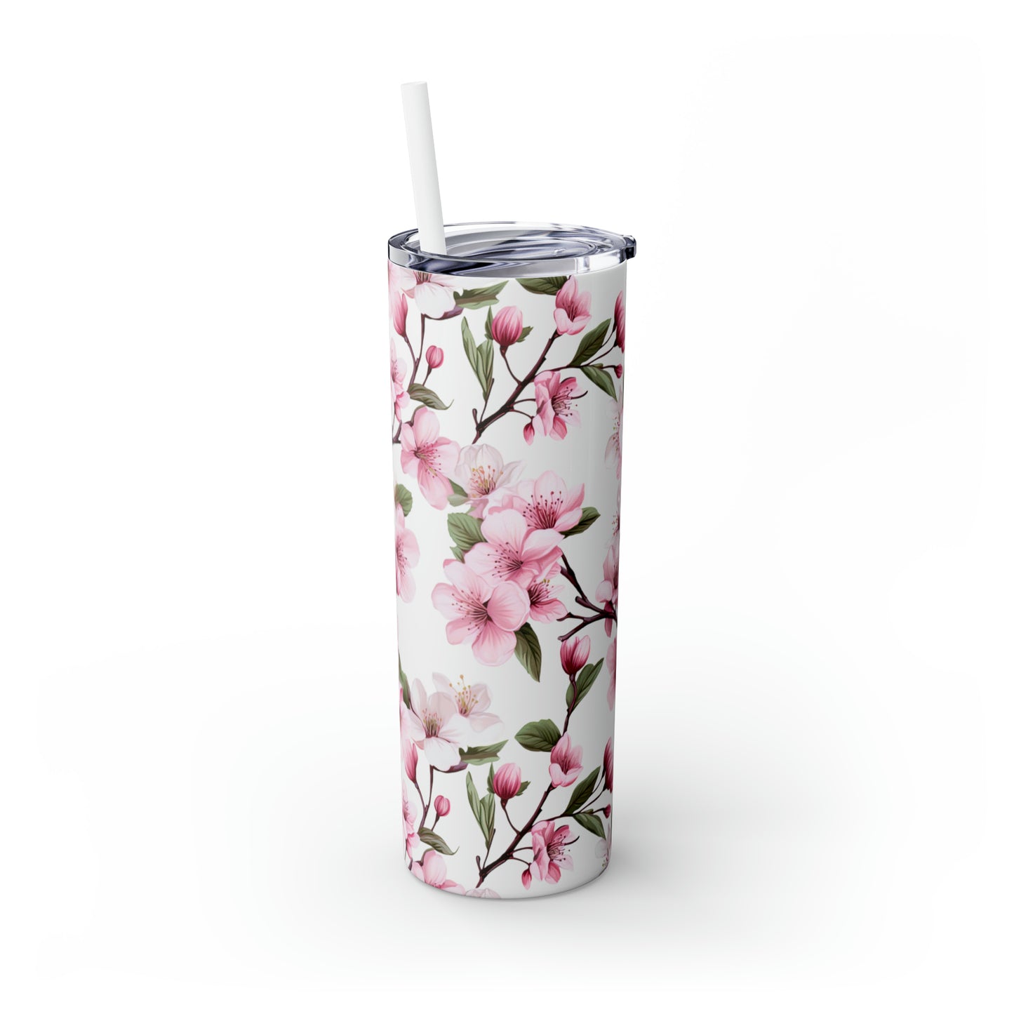 Cherry Blossom Skinny Tumbler with Straw, 20oz
