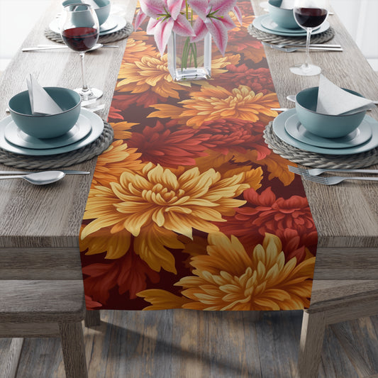 Fall Table Runner, Fall Dahlia Table Runner