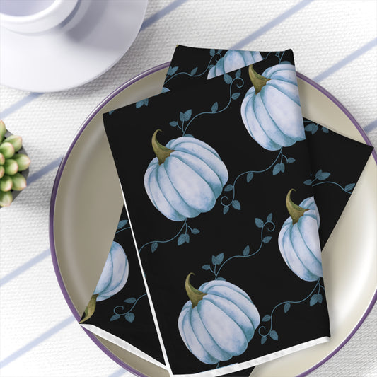 fall black napkins with blue pumpkin and vines