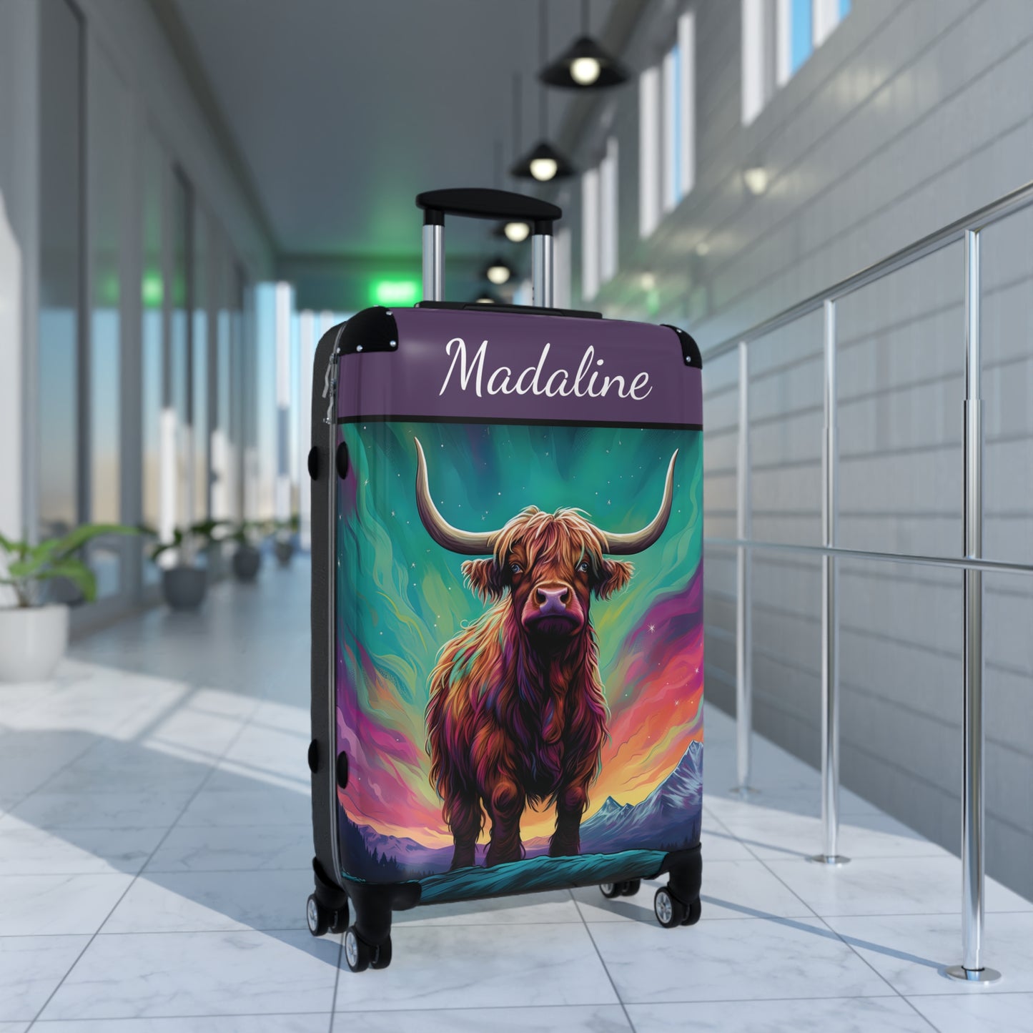 Personalized Highland Cow Wheeled Suitcase