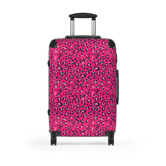 womens pink leopard print suitcase