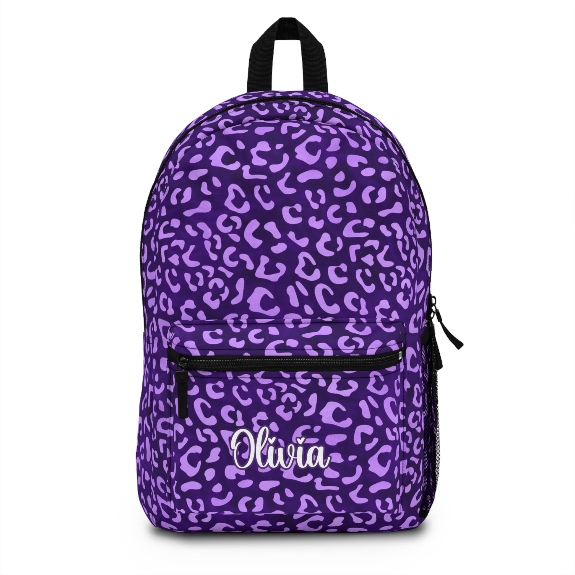 personalized girls purple leopard print backpack for back to school