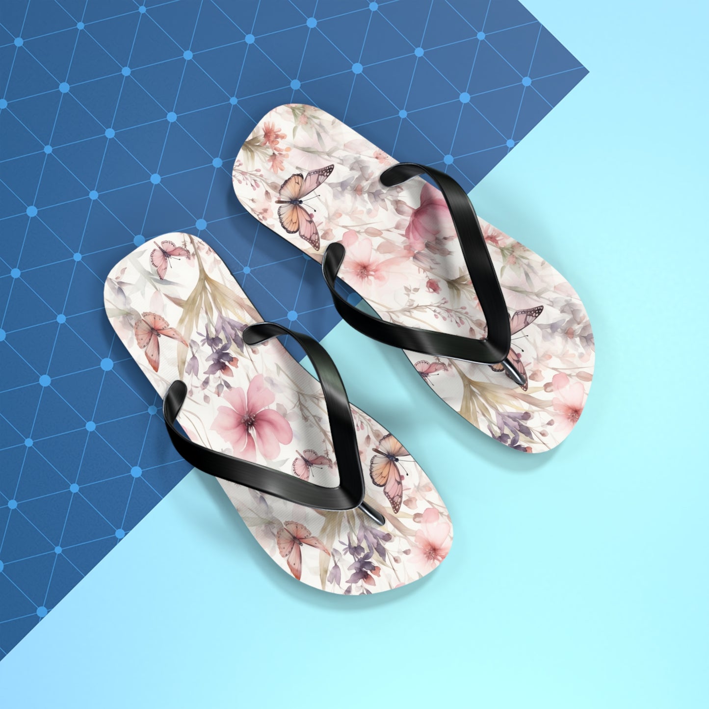 Butterfly  Flip Flops, Floral Beach Sandals