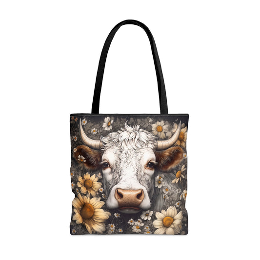 highland cow and sunflower tote bag