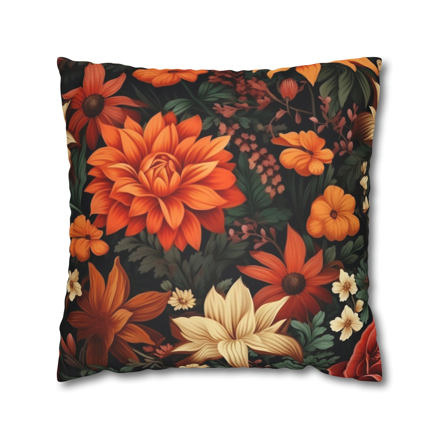 orange flower pillow case
